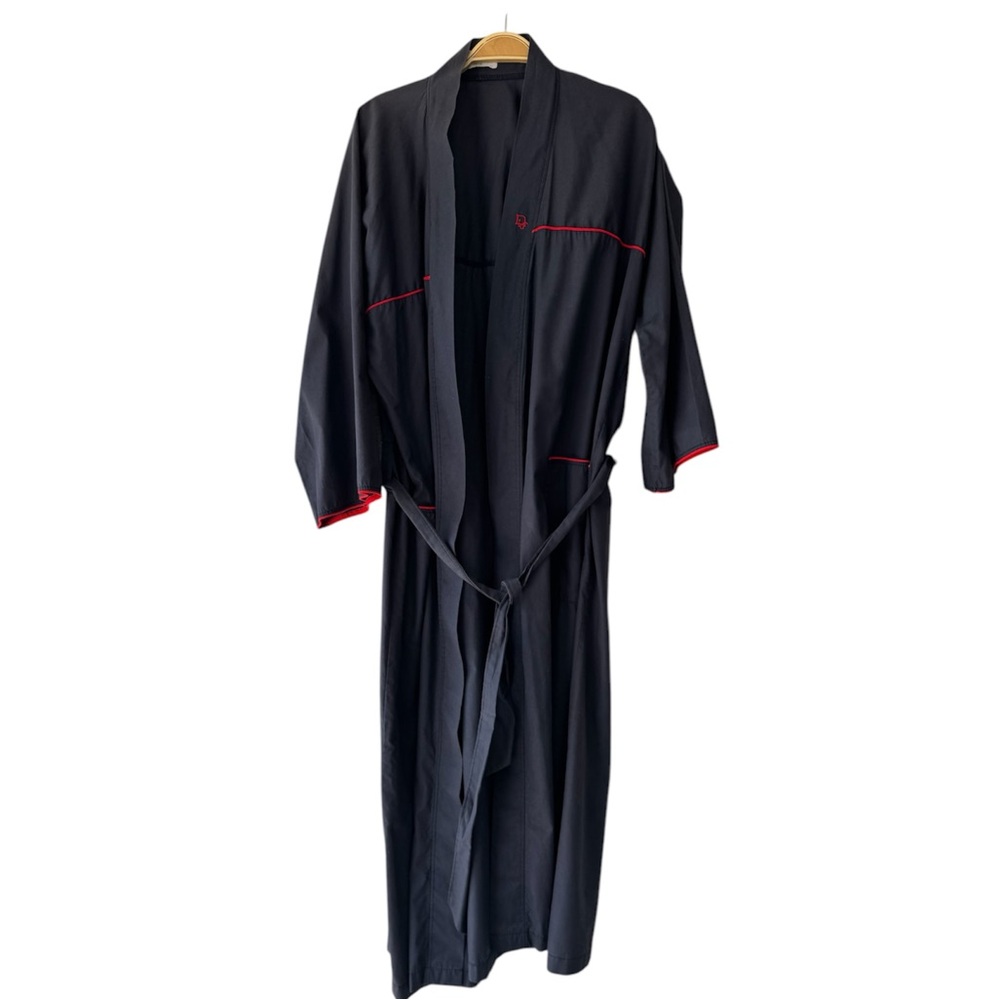 VTG Christian Dior Monsieur Robe Mens One Size Blue Red Belted Logo Classic 80s